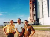 Los astronautas James Lovell, William Anders y Frank Borman.