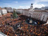 Cientos de miles de manifestantes en la concentración contra la amnistía en la Puerta del Sol de Madrid.