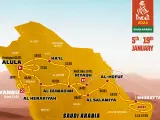 Mapa de las etapas del Dakar 2024.