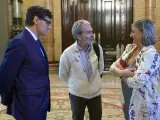 El líder del PSC, Salvador Illa, el epidemiólogo Fernando Simón y la consellera de Salud, Alba Vergés, se han reencontrado en el Parlamento catalán.