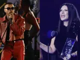 Rauw Alejandro y Laura Pausini en los Latin Grammy.