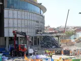 Obreros trabajan en el Camp Nou, el pasado mes de agosto.