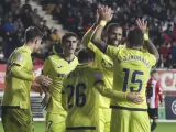 El Villarreal celebra el gol de la victoria ante el Zamora.