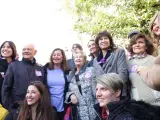 La ministra de Ciencia, Innovación y Universidades, Diana Morant, la presidenta del Congreso, Francina Armengol, la ministra de Igualdad, Ana Redondo, y la diputada en el Congreso y exvicepresidenta del Gobierno, Carmen Calvo durante la manifestación por el 25N en Madrid
