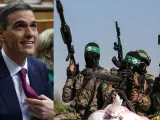 Combo de fotos de Pedro Sánchez con terroristas de Hamás.