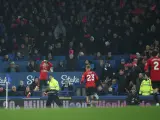 Garnacho celebra 'a lo Cristiano' su golazo ante el Everton.