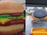La hamburguesa salió volando.