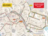 Mapa de los cortes de tr&aacute;fico que se producir&aacute;n por la Marat&oacute;n Valencia 2023 este domingo 3 de diciembre.