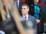 El Presidente del Gobierno, Pedro Sánchez, a la salida de la Solemne Sesión de Apertura de las Cortes Generales.