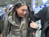 Miriam Nogueras en su llegada a Ginebra.