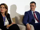 Pedro S&aacute;nchez y Teresa Ribera, el viernes pasado en la Cumbre del Clima de Dub&aacute;i, COP28.