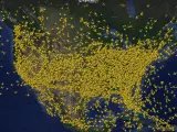 Mapa de vuelos en Estados Unidos el domingo posterior al día de Acción de Gracias.