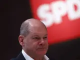 El canciller alemán, Olaf Scholz, en el congreso del Partido Socialdemócrata (SPD) que arrancó este viernes en Berlín.