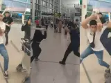 Embaladores de maletas en el Prat participan en una pelea