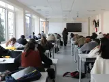 Alumnos de la Facultad de Ciencias económicas de la Universidad CEU San Pablo realizan un examen, a 10 de enero de 2022, en Madrid, (España).
