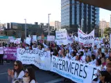 La protesta de las enfermeras en la Diagonal.
