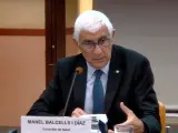 El conseller de Salud, Manel Balcells, durante la rueda de prensa del nuevo modelo de pediatría.
