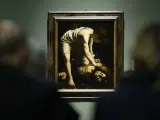 MADRID, 19/12/2023.- El Museo del Prado presenta la obra restaurada 'David vencedor de Goliat' de Caravaggio, este martes en Madrid. EFE/ Juan Carlos Hidalgo ESPAÑA MUSEO PRADO