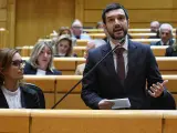 El ministro de Derechos Sociales, Consumo y Agenda 2030, Pablo Bustinduy (d), interviene durante un pleno en el Senado, a 19 de diciembre de 2023, en Madrid (España).