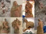 Figuras con forma humana encontradas en el yacimiento de Pompeya.