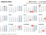 Calendario de festivos nacionales y propios de la comunidad autónoma para 2024