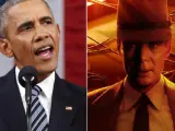 Barack Obama y p&oacute;ster de 'Oppenheimer'