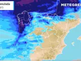 Para Nochevieja se prevé el paso de un frente atlántico del noroeste hacia el sudeste, con aumento de nubosidad y dejando precipitaciones en Galicia, Cantábrico, meseta Norte, alto Ebro y Pirineos.