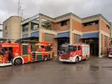 Camiones en el parque de bomberos de Vitoria-Gazteiz.