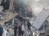 Edificio destruido por los bombardeos de Israel en Gaza.