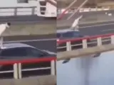 Un joven se ha lanzado a la ría de Treto desde el techo de un coche cuando circulaba por el puente de la Autovía del Cantábrico (A-8) a su paso entre esta localidad y la de Colindres (Cantabria).