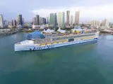 El Icon of the Seas a su llegada a Miami.