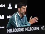 Novak Djokovic, en la rueda de prensa previa a su debut en el Open de Australia.