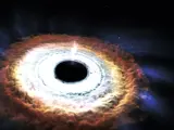 Una ilustración de un agujero negro.