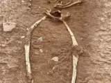 Uno de los restos hallados en la necrópolis romana descubierta en València
