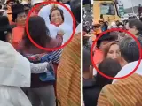 Dos momentos de la secuencia en la que la presidenta de Perú es agredida.