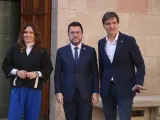 El presidente Pere Aragon&egrave;s junto a Laura Vilagr&agrave; y Sergi Sabri&agrave;.