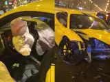 Destrozan un Ferrari al chocar en pleno Paseo de la Castellana, Madrid