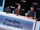 Una imagen de la grabación del programa 500 de 'Cuerpos Especiales', en Europa FM, con Vicco y Eva Soriano.