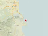 Zona epicentral del terremoto de magnitud 2,4 en la costa del Alt Empordà (Girona) ICGC 25/1/2024