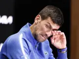 Novak Djokovic, en rueda de prensa tras caer ante Sinner en el Open de Australia.