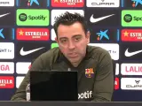 El entrenador del FC Barcelona, Xavi Hernández, en rueda de prensa.