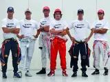 Webber, Schumacher, Button, Alonso, Vettel y Hamilton