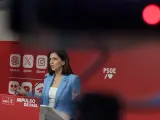 La nueva portavoz del PSOE, Esther Pe&ntilde;a, durante una rueda de prensa en Ferraz.