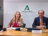 La consejera de Economía, Hacienda y Fondos Europeos, Carolina España, junto al CEO de AXON Partners Group, Alfonso de León Castillejo.
