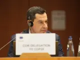 El presidente de la Junta de Andalucía, Juanma Moreno, durante el debate del Comité Europeo de las Regiones.