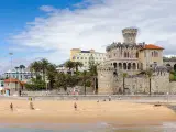 ESTORIL, PORTUGAL - JUNE 22, 2014: Castle at The Beach of Tamariz, Estoril, Portugal. Estoril is one of the most expensive resort area in Western Portugal