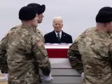 Joe Biden, en el funeral por los soldados estadounidenses muertos en Jordania.