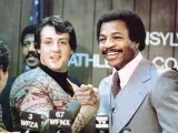 Sylvester Stallone y Carl Weathers, en una promo de 'Rocky' en 1976.