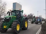 Tractores durante las protestas de agricultores este martes, en una imagen de archivo.
