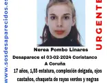 Nerea Pombo, la joven desaparecida en Coristanco (A Coruña).